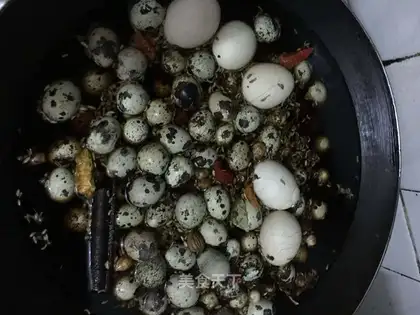 Five quail eggs