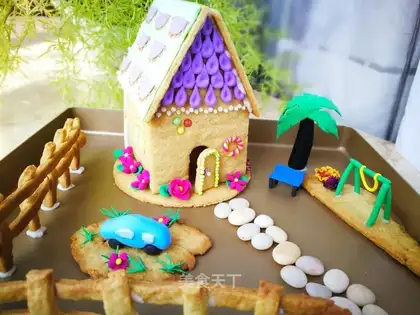 Go through the candy cookie house