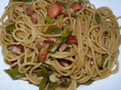 Spaghetti version of lentil braised noodles