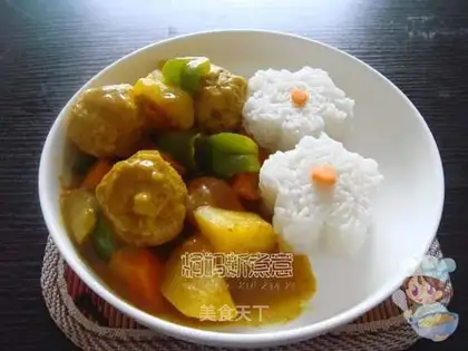 Curry meatball rice