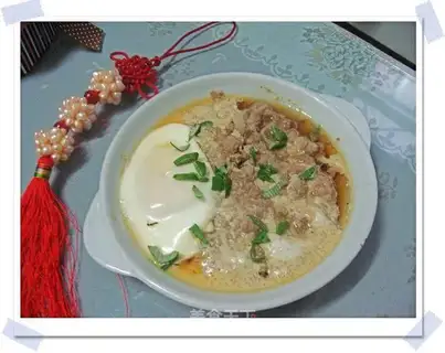 Steamed eggs with meatcake