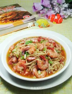Golden mushrooms fried shrimp