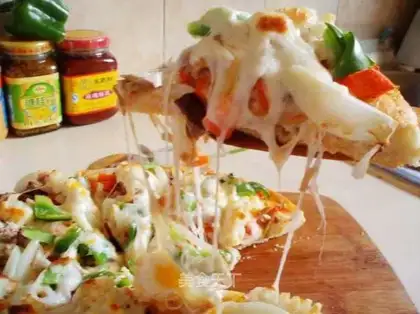 Homemade seafood pizza