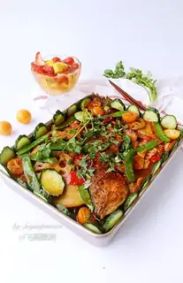 Spicy roasted bass with fruit tea