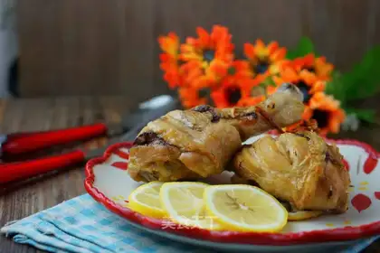 Lemon ginger roast chicken leg