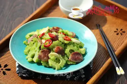Sausage fried bitter melon