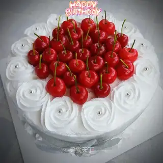 Cherry cream birthday cake