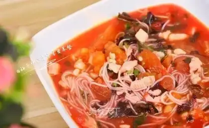 Pink chicken noodles