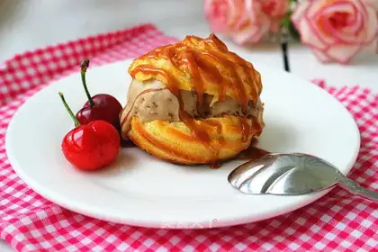 Salted caramel ice cream puff
