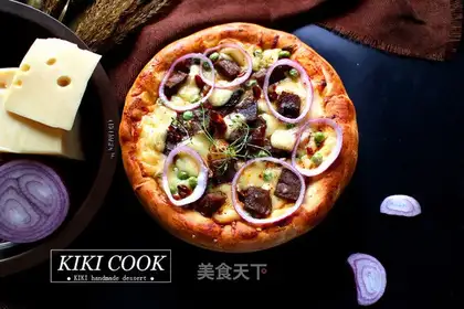 Spicy steak pizza