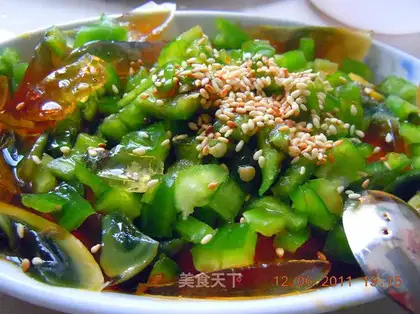 Preserved egg with green pepper