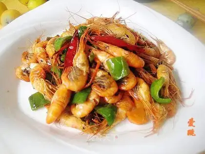 Spicy stir-fried river shrimp