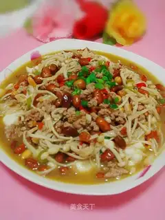 Flammulina velutipes bean curd and minced pork