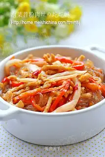 Pork shredded with pickled vegetables and sweet potatoes