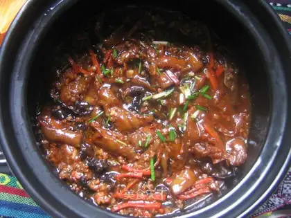 Eggplant casserole with fish flavor
