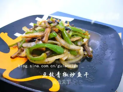 stir-fried dried fish with bean drum and green pepper