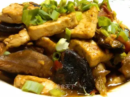 Braised tofu with mushrooms