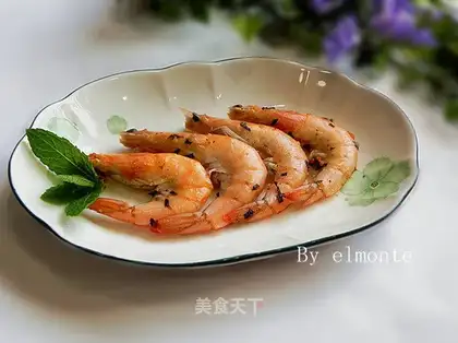 Grilled shrimp with mint