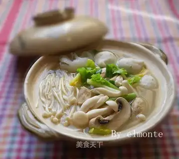 Fish ball and mixed mushroom casserole