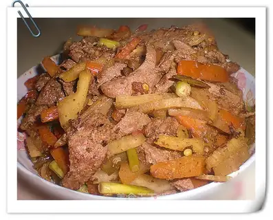 stir-fried pork liver with sour pickles