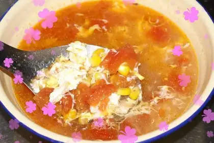 Tomato, corn and egg soup