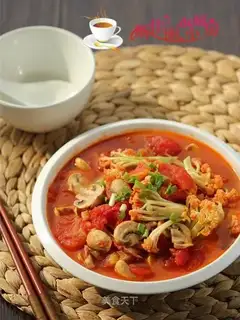 Snack of tomatoes and casserole