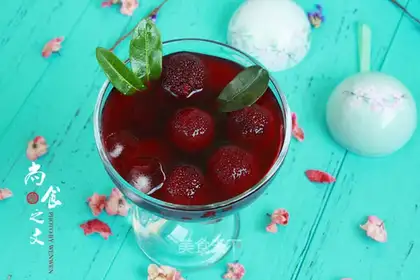 Ice cream and plum soup