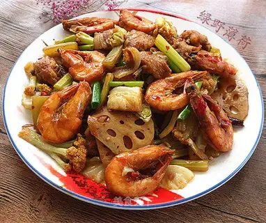 Vegetable boiled shrimp