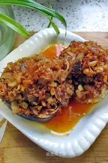 A microwave grilled eggplant