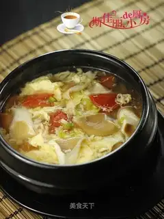 Piggy tummy mushroom and eggplant soup