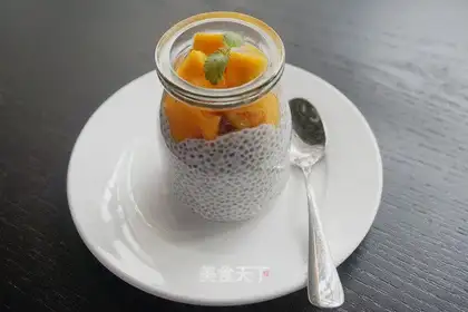 Mangochia seed and milk pudding