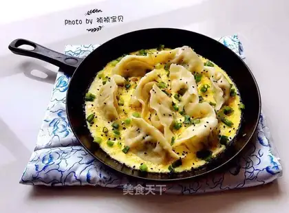 Fried eggs and dumplings