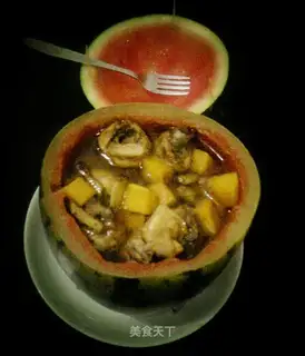 Watermelon stewed chicken and pumpkin