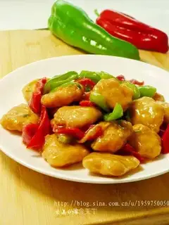 stir-fried chicken steak with colorful peppers