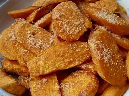 fried sweet potato slices with salt and pepper