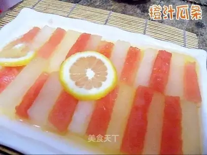 Orange juice and melon strips