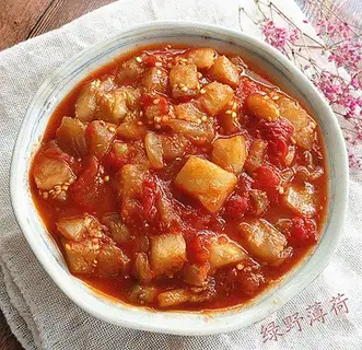 Tomato fried eggplant