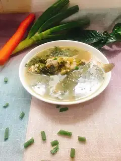 Snow pickles, yellow fish soup