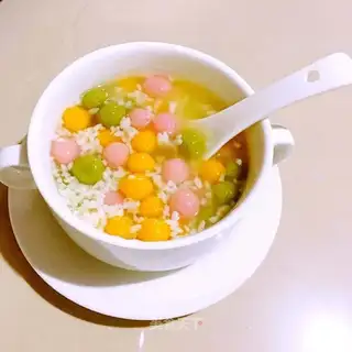 Sweet wine, colored soup