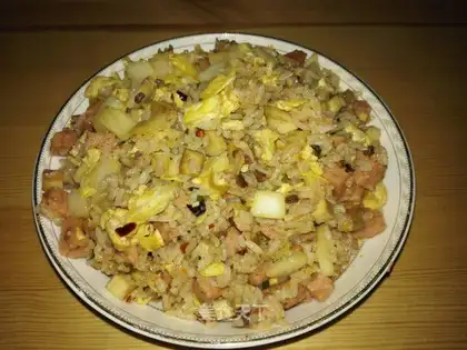 Eggs and ham and rice