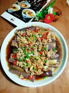 Meat and eggplant