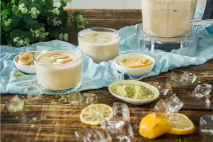 A thick, untidy banana with a tea shake