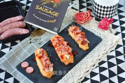 Spicy sausages and puffs