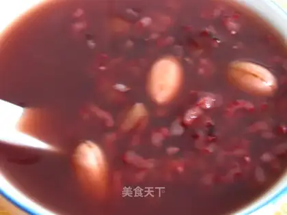 Red bean, peanut and black rice porridge