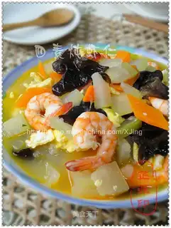 Stewed shrimp with four vegetables