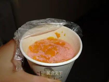 Peach and mango pudding