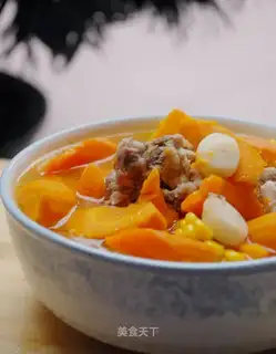Carrot, corn and water chestnut soup