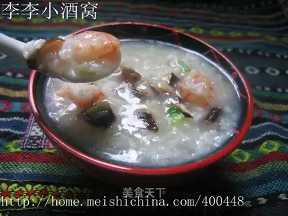 Mushroom shrimp ball porridge