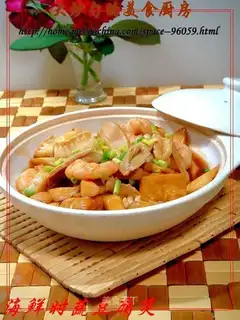 Seafood, seasonal vegetables and tofu casserole