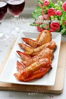 French roasted wings with black pepper in red wine